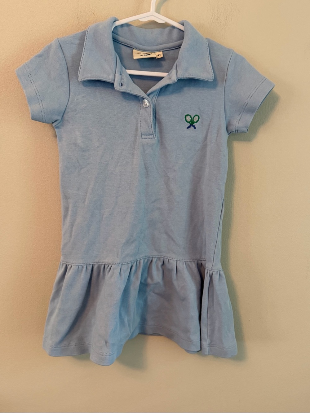 Luigi Light Blue Polo Dress with Embroidered Tennis Rackets